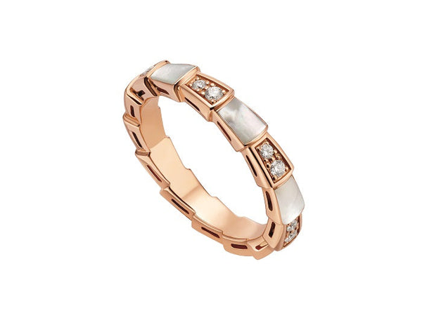 <CHIBA>SERPENTI RING PINK GOLD DIAMOND MOP 3MM