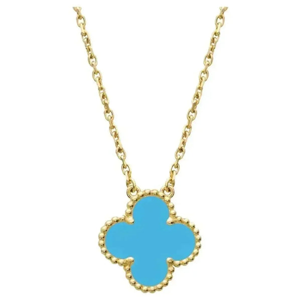 <CHIBA>CLOVER 15MM VINTAGE TURQUOISE NECKLACE