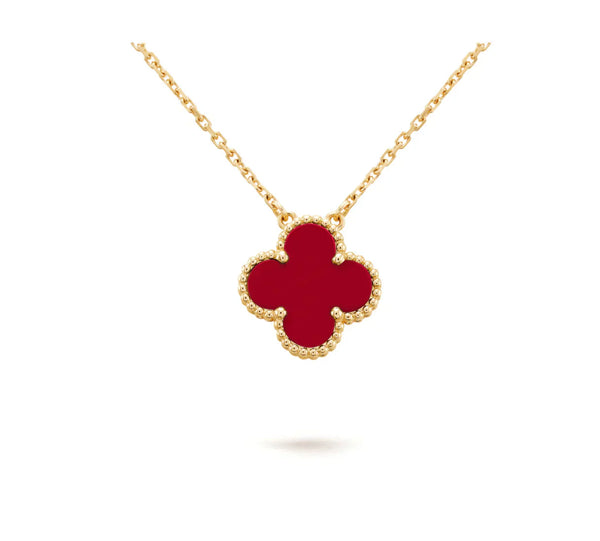 <CHIBA>CLOVER 15MM CARNELIAN SINGLE FLOWER NECKLACE