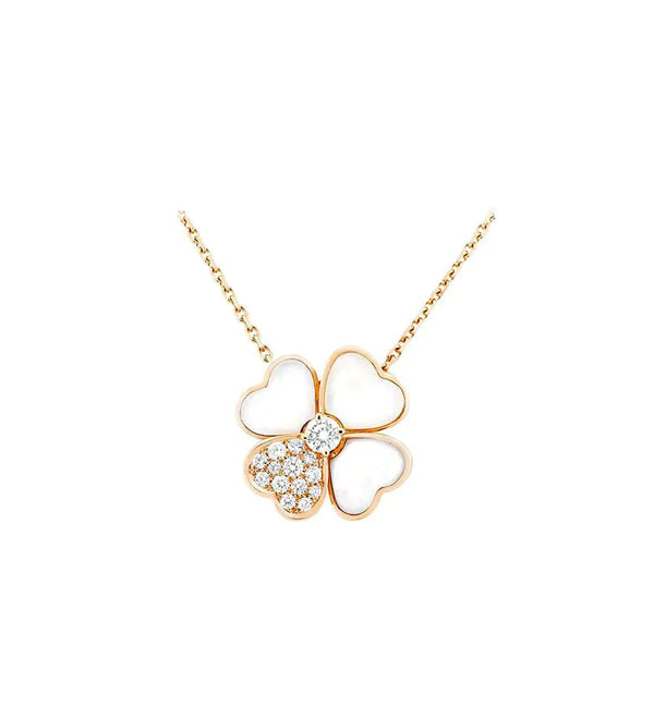 <CHIBA>CLOVER MOP DIAMOND ROSE GOLD NECKLACE