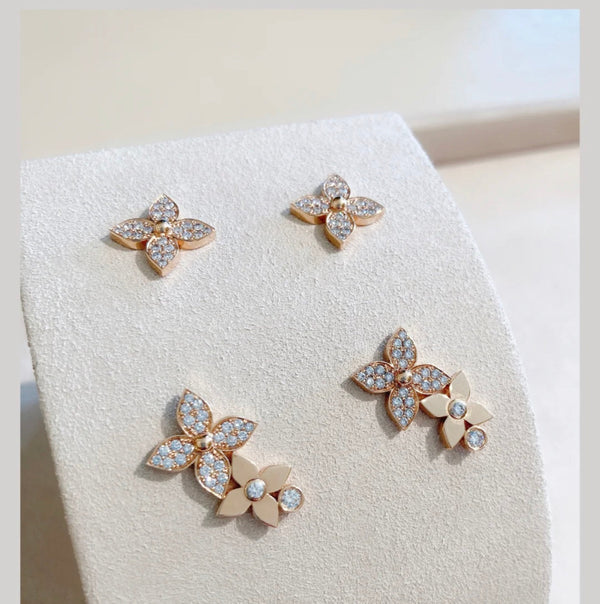<CHIBA>STAR BLOSSOM STUD EARRINGS PINK GOLD DIAMONDS