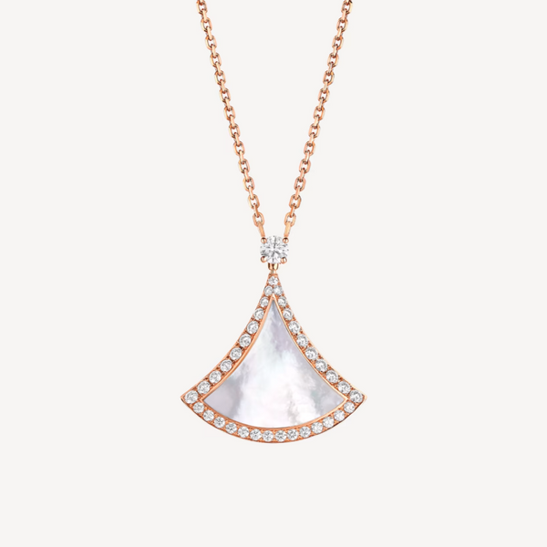 <CHIBA>DREAM MOP DIAMOND PAVED PINK GOLD NECKLACE