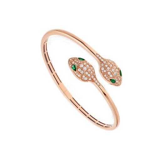 <CHIBA>SERPENTI BRACELET PINK GOLD MALACHITE DIAMOND DOUBLE SNAKE