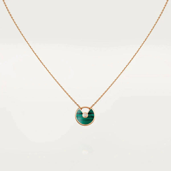 <CHIBA>AMULETTE ROSE GOLD MALACHITE NECKLACE