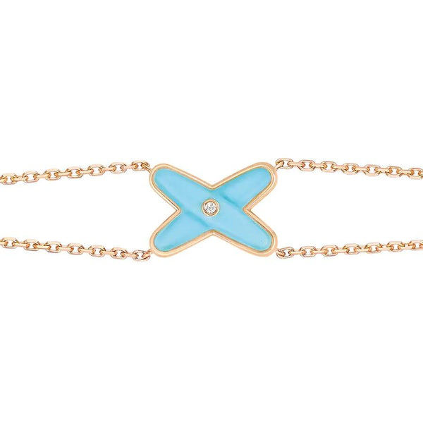 <CHIBA>JEUX BRACELET TURQUOISE PINK GOLD 1 DIAMOND