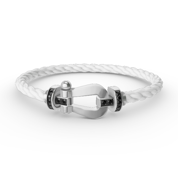 <CHIBA>FORCE LARGE HORSESHOE BLACK DIAMOND BRACELET SILVER