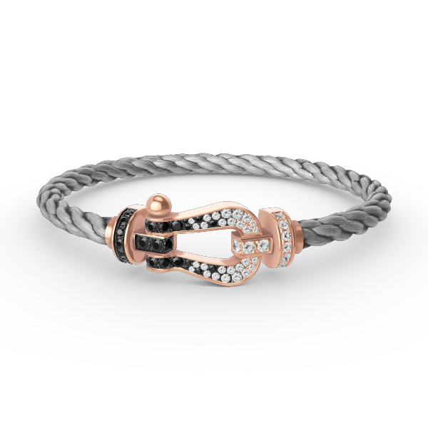 <CHIBA>FORCE LARGE HORSESHOE BLACK WHITE DIAMOND BRACELET ROSE GOLD