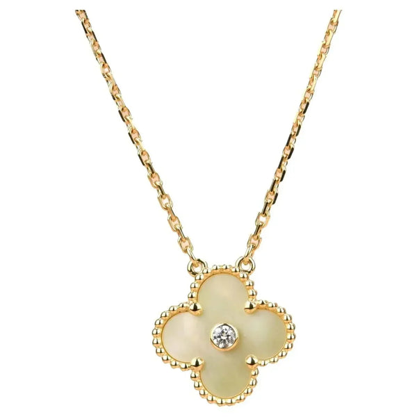 <CHIBA>CLOVER 15MM DIAMOND GOLD MOTHER OF PEARL NECKLACE