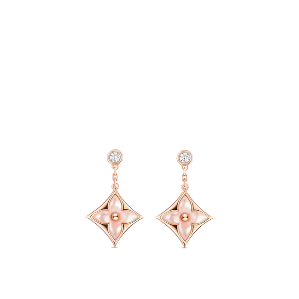<CHIBA>DOUBLE STAR PINK GOLD MOP DROP EARRINGS