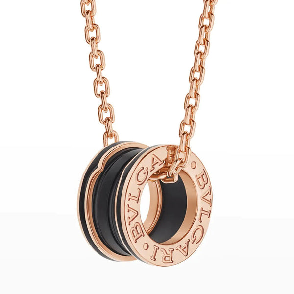 <CHIBA>ZERO 1 BLACK CERAMIC PINK GOLD NECKLACE