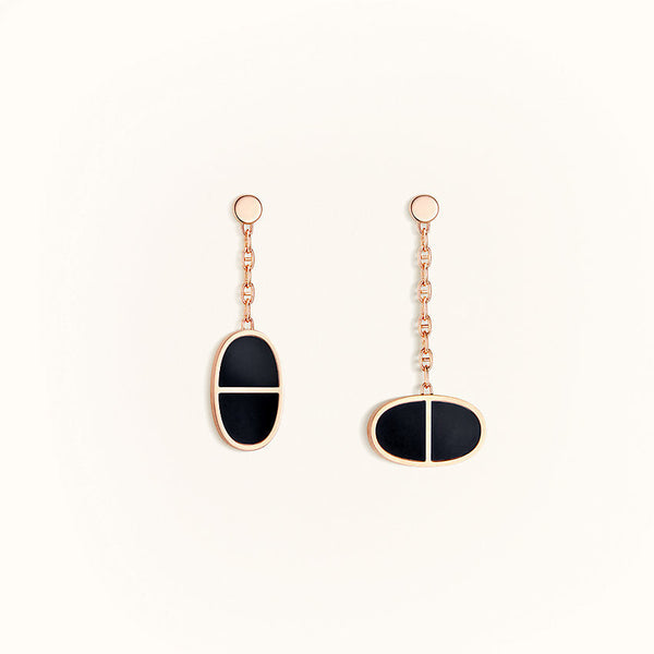 <CHIBA>CHAINE VERSO BLACK CERAMIC EARRINGS