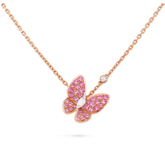 <CHIBA>BUTTERFLY RED DIAMOND ROSE GOLD NECKLACE