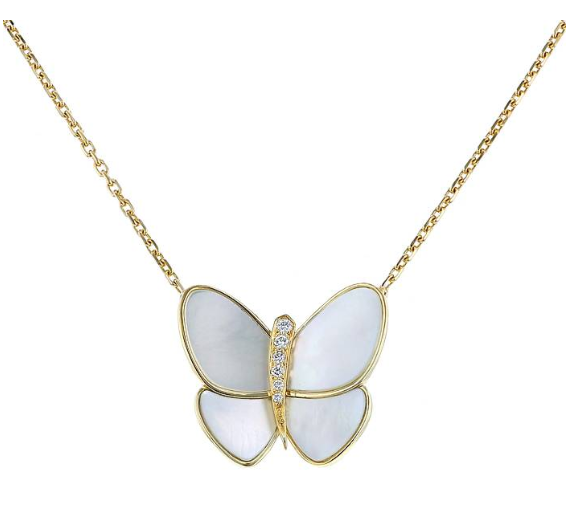 <CHIBA>BUTTERFLY GOLD MOP DIAMOND NECKLACE