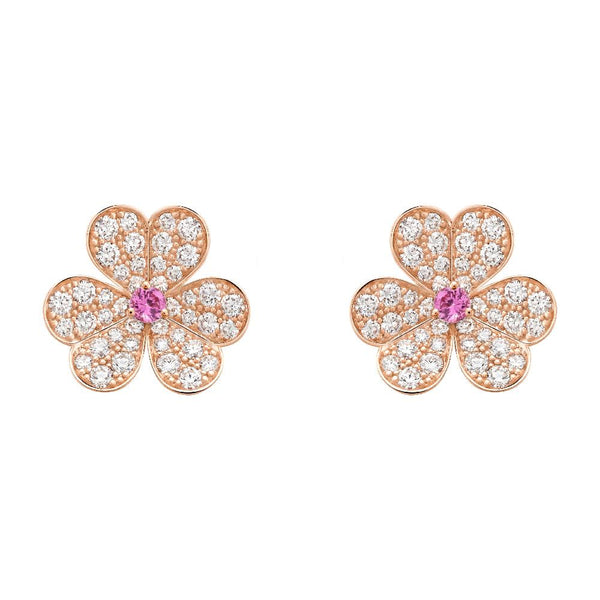 <CHIBA>FRIVOLE PINK GOLD FLOWER DIAMOND EARRINGS