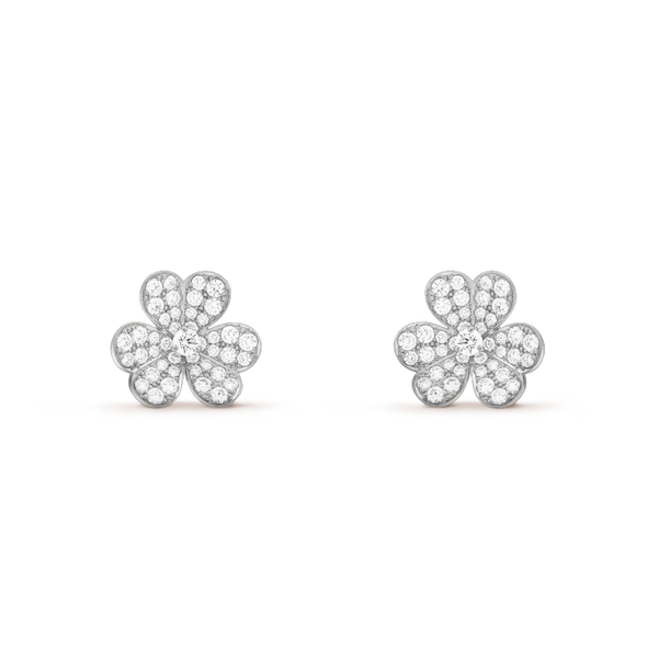 <CHIBA>FRIVOLE SILVER FLOWER DIAMOND EARRINGS
