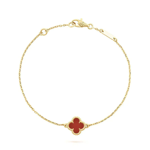 <CHIBA>CLOVER  CARNELIAN SINGLE FLOWER BRACELET