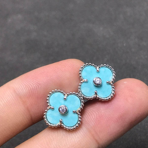 <CHIBA>CLOVER 1 DIAMOND BLUE SKY SILVER EARRINGS