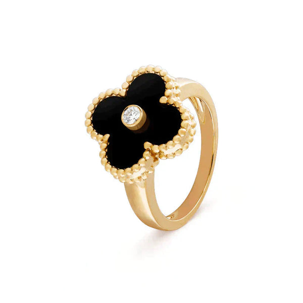 <CHIBA>CLOVER ONYX RING GOLD DIAMOND